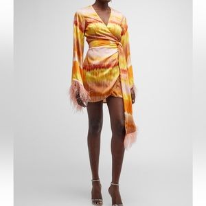 Alexis feather wrap dress